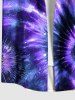 Chemise hawaïenne à poches boutonnées et imprimé galaxie tie-dye spirale grande taille pour homme - Pourpre  L