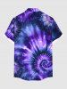 Chemise hawaïenne à poches boutonnées et imprimé galaxie tie-dye spirale grande taille pour homme - Pourpre  L
