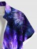 Chemise hawaïenne à poches boutonnées et imprimé galaxie tie-dye spirale grande taille pour homme - Pourpre  L