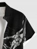 Plus Size Skeleton Lover Print Button Pocket Shirt For Men -  