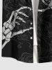 Plus Size Skeleton Lover Print Button Pocket Shirt For Men -  