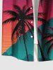 Plus Size Coconut Tree Ombre Galaxy Print Hawaii Button Pocket Shirt For Men -  