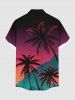 Plus Size Coconut Tree Ombre Galaxy Print Hawaii Button Pocket Shirt For Men -  