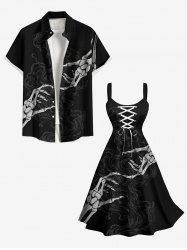 Skeleton Lover Print Plus Size Matching Outfit For Couples -  