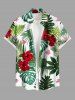 Ensemble chemise et barboteuse hawaïennes assorties, grande taille, tenue de plage, imprimé feuilles tropicales, hibiscus et fleurs, pour couples - Vert 