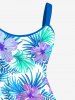 Tenue de plage hawaïenne assortie grande taille à imprimé fleurs et feuilles de palmier pour couples - Bleu clair 