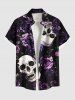 Skulls Rose Flower Print Plus Size Matching Outfit For Couples -  