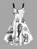 Skull Pirate Mermaid Ship Rudder Cruise Print Plus Size Matching Hawaii Beach Outfit For Couples -  