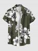 Tenue de plage hawaïenne assortie grande taille à imprimé fleurs et feuilles pour couples - Vert profond 