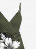 Tenue de plage hawaïenne assortie grande taille à imprimé fleurs et feuilles pour couples - Vert profond 