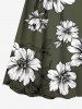 Tenue de plage hawaïenne assortie grande taille à imprimé fleurs et feuilles pour couples - Vert profond 