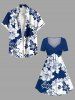 Two Tone Hibiscus Flowers Colorblock Print Plus Size Matching Hawaii Beach Outfit For Couples -  