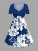 Two Tone Hibiscus Flowers Colorblock Print Plus Size Matching Hawaii Beach Outfit For Couples -  