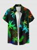 Ensemble chemise et barboteuse hawaïennes assorties, tenue de plage grande taille, imprimé cocotier et feuilles tropicales, pour couples - Noir 