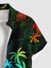 Ensemble chemise et barboteuse hawaïennes assorties, tenue de plage grande taille, imprimé cocotier et feuilles tropicales, pour couples - Noir 