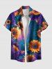 Tenue de plage hawaïenne assortie grande taille à imprimé tournesol ombré pour couples - Bleu Ciel 