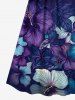 Tenue de plage hawaïenne assortie grande taille à imprimé fleurs d'hibiscus pour couples - Pourpre  