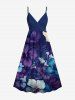 Tenue de plage hawaïenne assortie grande taille à imprimé fleurs d'hibiscus pour couples - Pourpre  