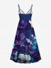 Tenue de plage hawaïenne assortie grande taille à imprimé fleurs d'hibiscus pour couples - Pourpre  