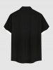 Plus Size Rose Flower Skull Cross Bird Print Button Pocket Shirt For Men -  