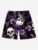Plus Size Skulls Rose Flowers Print Hawaii Beach Shorts For Men -  
