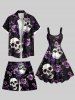 Plus Size Skulls Rose Flowers Print Hawaii Beach Shorts For Men -  