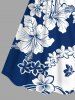 Robe hawaïenne cintrée grande taille à imprimé fleurs d'hibiscus bicolores - Bleu 3X