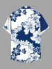 Chemise hawaïenne grande taille à imprimé fleurs d'hibiscus bicolores et blocs de couleurs, avec poches et boutons, pour homme - Bleu 2XL
