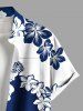 Chemise hawaïenne grande taille à imprimé fleurs d'hibiscus bicolores et blocs de couleurs, avec poches et boutons, pour homme - Bleu 2XL