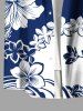 Chemise hawaïenne grande taille à imprimé fleurs d'hibiscus bicolores et blocs de couleurs, avec poches et boutons, pour homme - Bleu 2XL