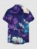 Plus Size Hibiscus Flowers Print Buttons Pocket Hawaii Shirt For Men -  