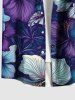 Plus Size Hibiscus Flowers Print Buttons Pocket Hawaii Shirt For Men -  