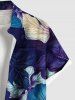 Chemise hawaïenne grande taille à imprimé fleurs d'hibiscus et poches boutonnées pour homme - Pourpre  4XL