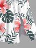 Robe mi-longue hawaïenne fendue grande taille à imprimé cocotier, feuilles tropicales et fleurs d'hibiscus - Blanc L