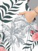 Robe mi-longue hawaïenne fendue grande taille à imprimé cocotier, feuilles tropicales et fleurs d'hibiscus - Blanc 6X