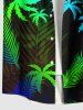 Plus Size Coconut Tree Tropical Leaf Print Buttons Pocket Hawaii Shirt For Men -  