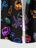 Plus Size Coconut Tree Skull Pirate Pineapple Ship Rudder Print Buttons Pocket Hawaii Shirt For Men -  