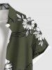 Plus Size Flowers Leaf Print Buttons Pocket Hawaii Shirt For Men -  
