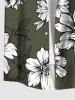 Plus Size Flowers Leaf Print Buttons Pocket Hawaii Shirt For Men -  