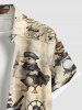 Chemise hawaïenne grande taille avec imprimé ancre de pirate et gouvernail de bateau, boutons et poches pour homme - café lumière 2XL