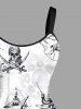 Plus Size Skull Pirate Mermaid Ship Rudder Cruise Print Hawaii Tank Dress - Blanc XS