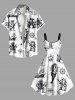 Plus Size Skull Pirate Mermaid Ship Rudder Cruise Print Hawaii Tank Dress - Blanc XS