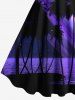 Plus Size Coconut Tree Sea Galaxy Print Hawaii A Line Tank Dress -  