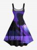 Robe débardeur grande taille imprimée cocotiers, mer et galaxie, style hawaïen - Pourpre  4X
