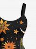 Plus Size Skull Flower Moon Star Bull Head Cactus Print Hawaii Western Cowboy Style A Line Tank Dress -  