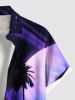 Chemise hawaïenne à poches boutons, imprimé cocotier et galaxie, grande taille, pour homme - Pourpre  L