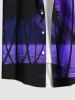 Chemise hawaïenne à poches boutons, imprimé cocotier et galaxie, grande taille, pour homme - Pourpre  L