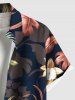 Chemise hawaïenne grande taille à imprimé feuilles tropicales et fleurs d'hibiscus pour homme - Noir L