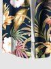 Chemise hawaïenne grande taille à imprimé feuilles tropicales et fleurs d'hibiscus pour homme - Noir 4XL