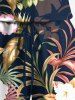 Combinaison hawaïenne grande taille à imprimé feuilles tropicales et fleurs d'hibiscus avec cordon de serrage et poches - Noir 6X